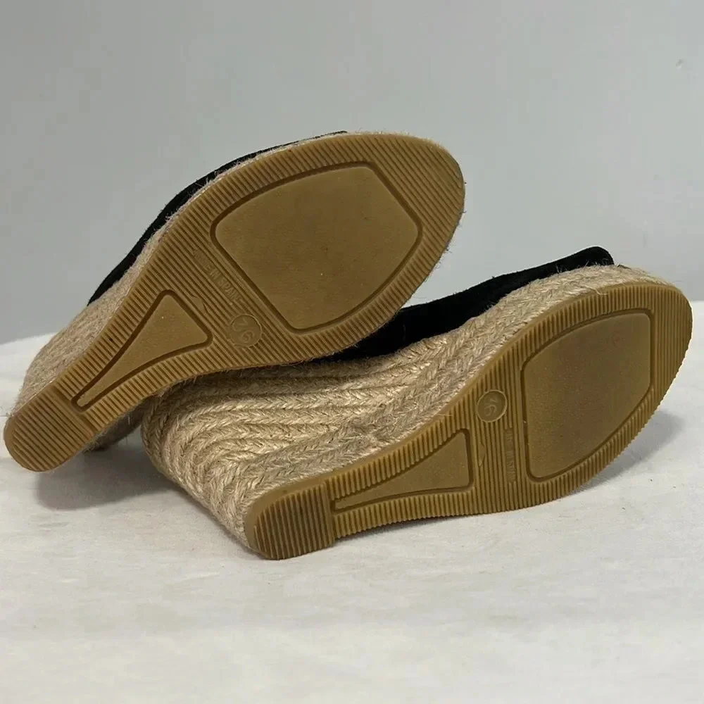 Gaimo Women’s Soft Leather and Black Suede Espadrille Wedge Heels size 36